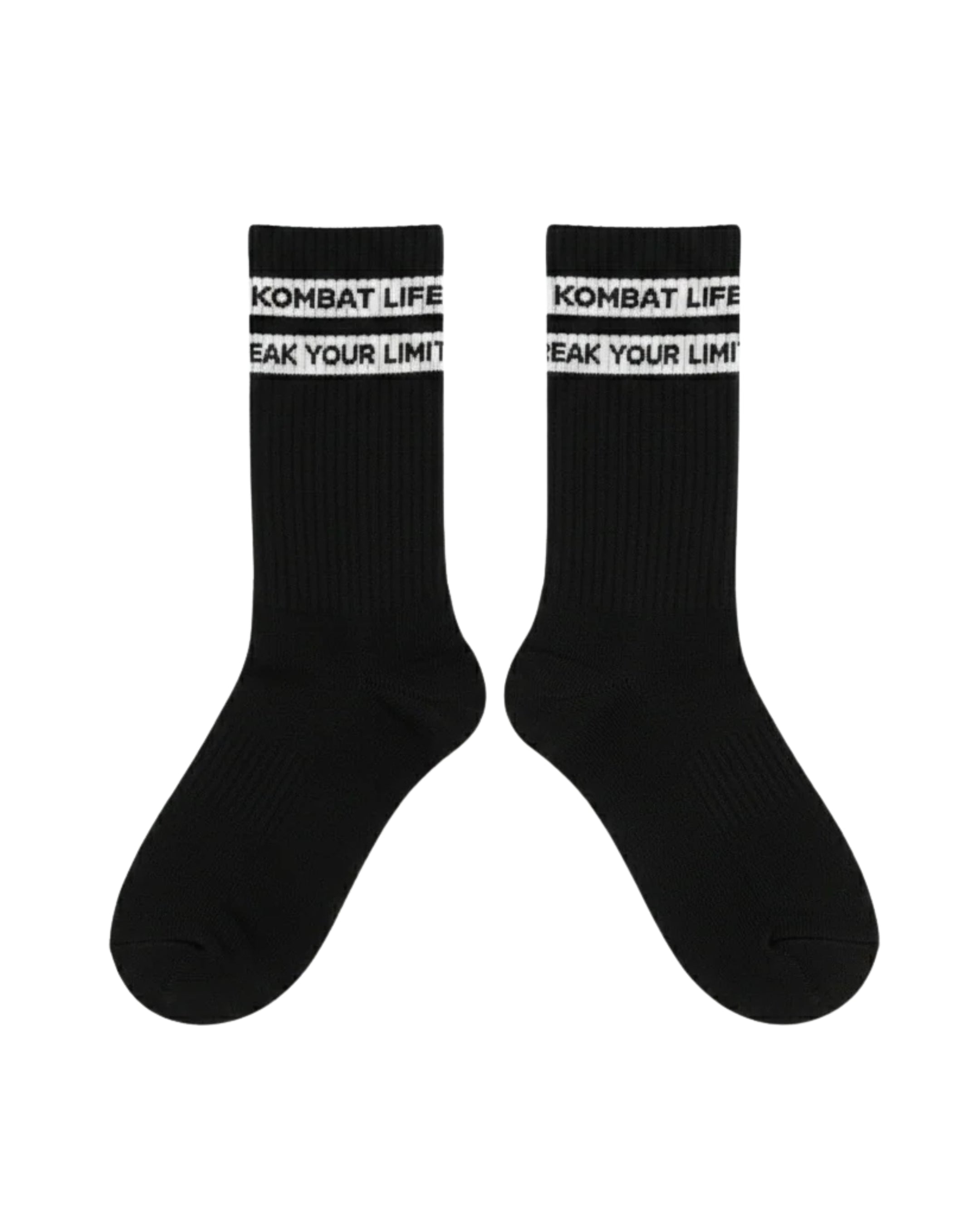 Calcetines negros streetwear Kombat Life Break Your Limits estilo urbano para el día a día