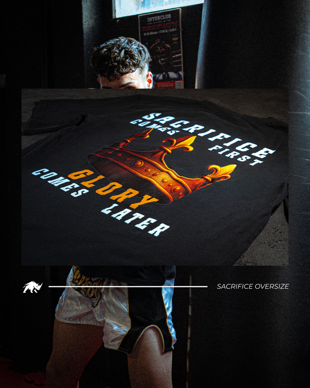 Camiseta negra oversize 'sacrifice' para después de tu entrenamiento de MMA, Boxeo, BJJ o Muay Thai.